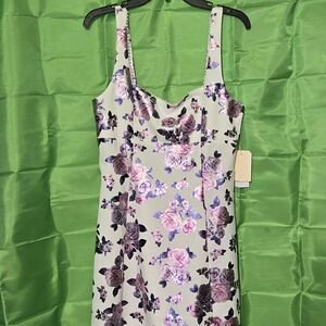 Floral Print Dress with Purple and Blue Accents